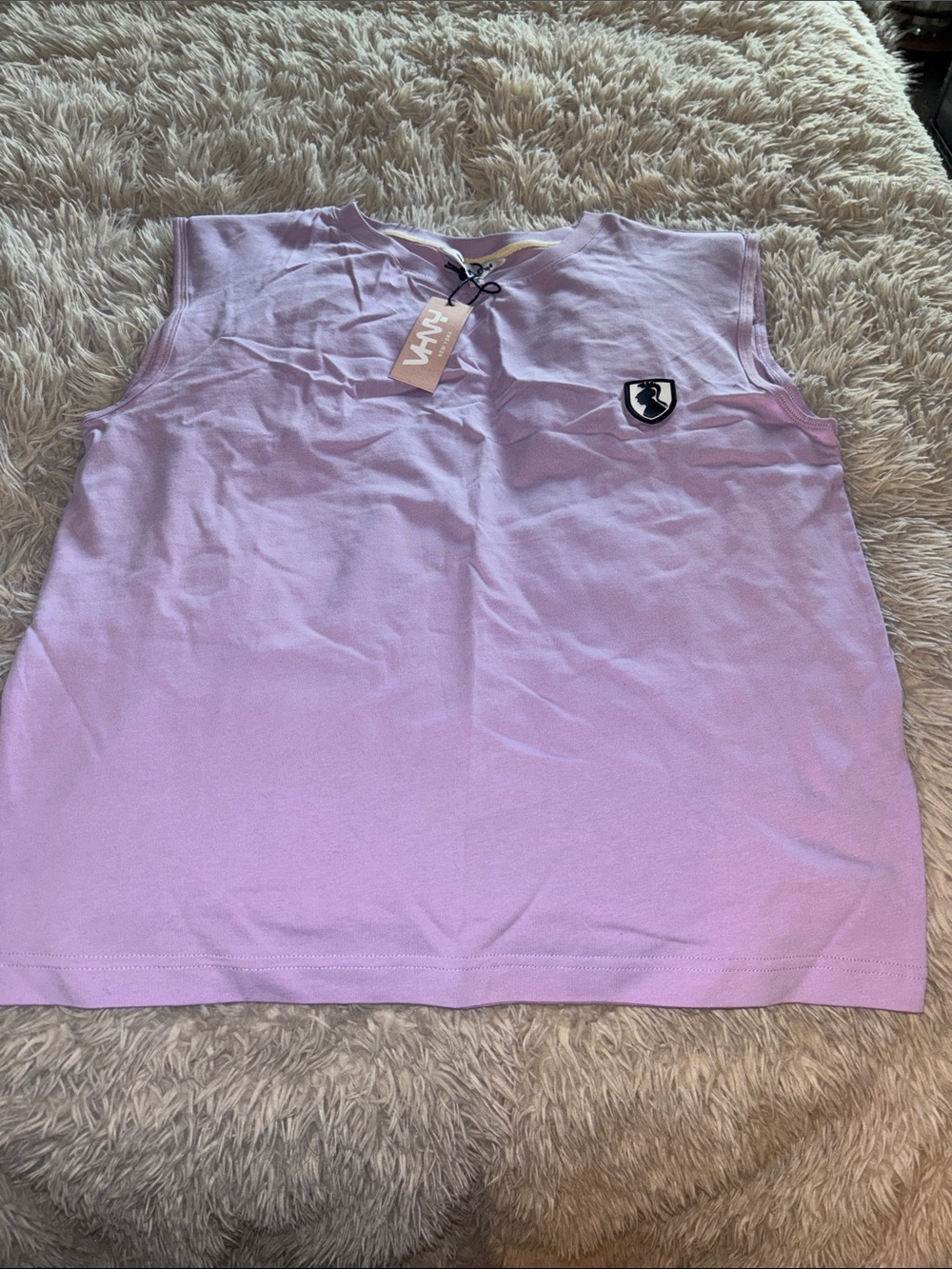 VHNY Lavender Crewneck Tee with Black-and-White Crest